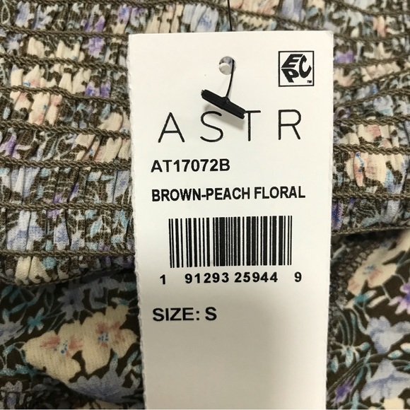 ASTR The Label Brown/Peach Floral Print Balloon Sleeve Top - Picture 7 of 8